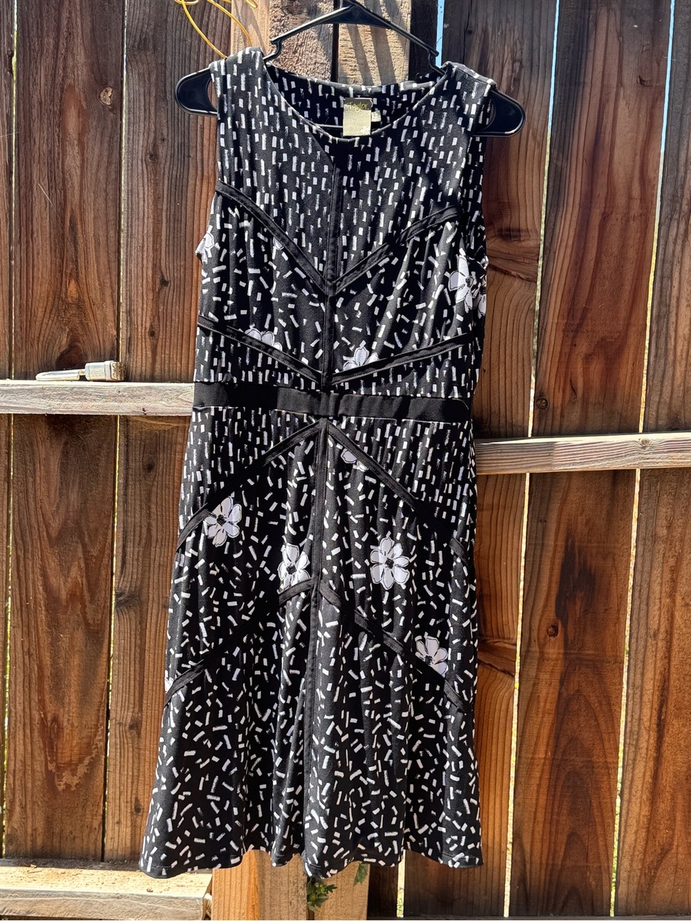 Taylor Black Floral & White Confetti Midi Dress